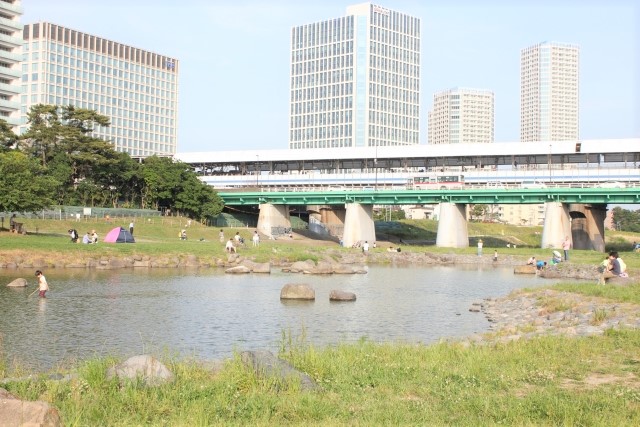 二子玉川河川敷電車高架下